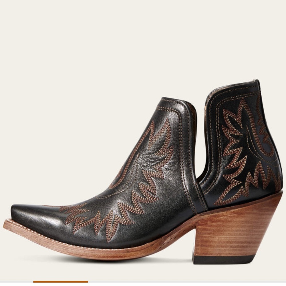 Ariat Dixon Black and Brown Embroidered Ankle Booties